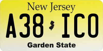 NJ license plate A38ICO
