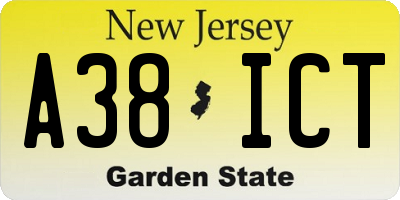 NJ license plate A38ICT