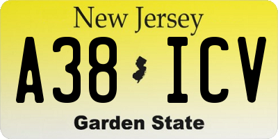 NJ license plate A38ICV