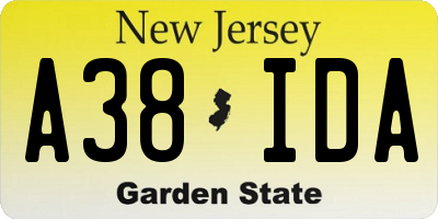NJ license plate A38IDA