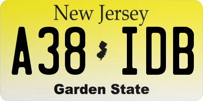 NJ license plate A38IDB