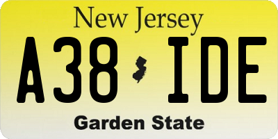 NJ license plate A38IDE