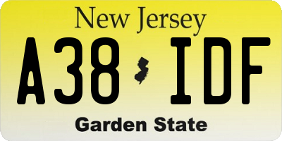 NJ license plate A38IDF