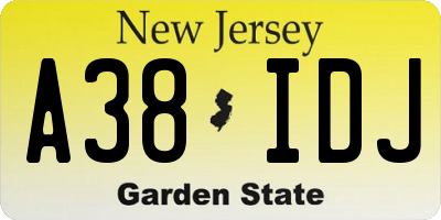 NJ license plate A38IDJ