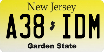 NJ license plate A38IDM