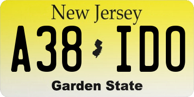 NJ license plate A38IDO