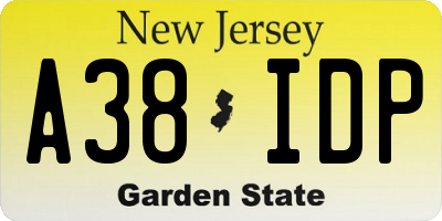 NJ license plate A38IDP