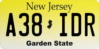 NJ license plate A38IDR