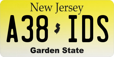 NJ license plate A38IDS