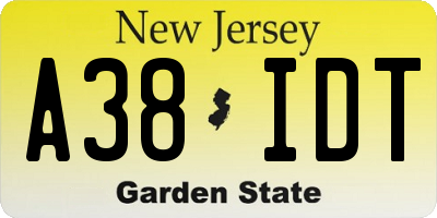 NJ license plate A38IDT