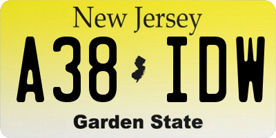 NJ license plate A38IDW