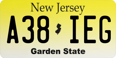NJ license plate A38IEG