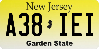 NJ license plate A38IEI