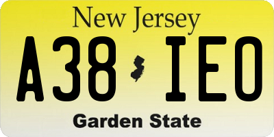 NJ license plate A38IEO