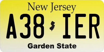 NJ license plate A38IER