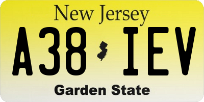 NJ license plate A38IEV
