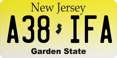 NJ license plate A38IFA