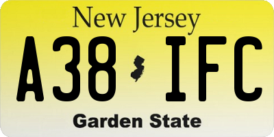 NJ license plate A38IFC
