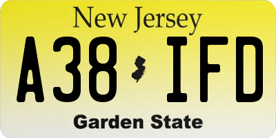 NJ license plate A38IFD