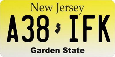 NJ license plate A38IFK