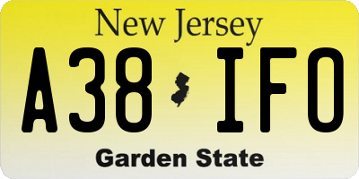NJ license plate A38IFO