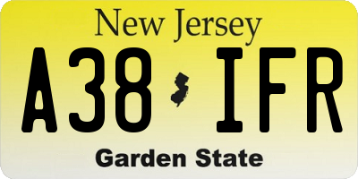 NJ license plate A38IFR