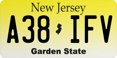 NJ license plate A38IFV