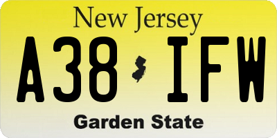 NJ license plate A38IFW