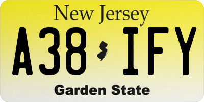 NJ license plate A38IFY