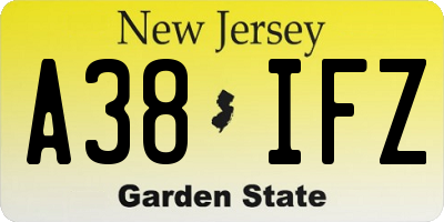 NJ license plate A38IFZ