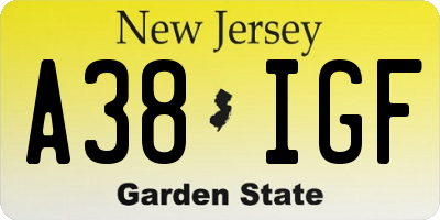 NJ license plate A38IGF