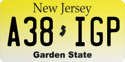 NJ license plate A38IGP