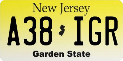 NJ license plate A38IGR