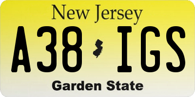 NJ license plate A38IGS