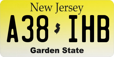 NJ license plate A38IHB