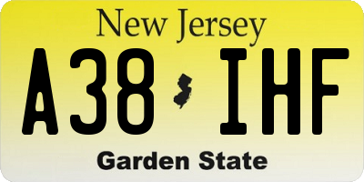 NJ license plate A38IHF