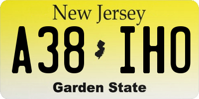 NJ license plate A38IHO