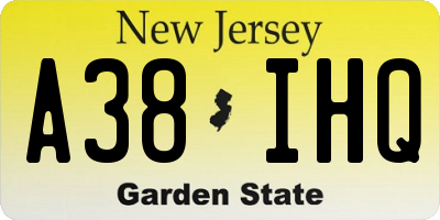 NJ license plate A38IHQ