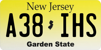 NJ license plate A38IHS