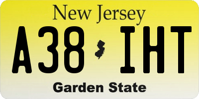 NJ license plate A38IHT