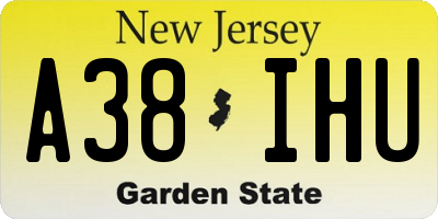 NJ license plate A38IHU