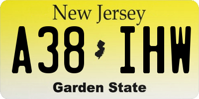 NJ license plate A38IHW