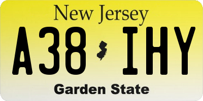 NJ license plate A38IHY