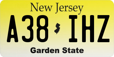 NJ license plate A38IHZ