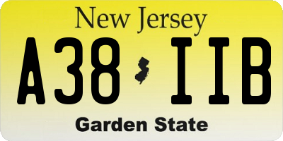 NJ license plate A38IIB
