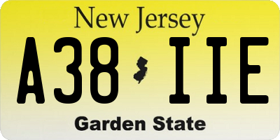 NJ license plate A38IIE