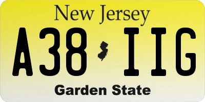 NJ license plate A38IIG
