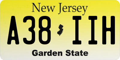 NJ license plate A38IIH
