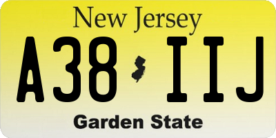 NJ license plate A38IIJ