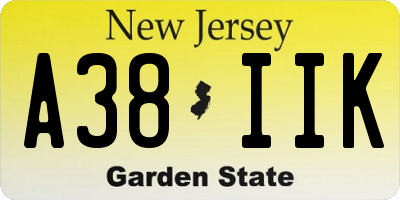 NJ license plate A38IIK